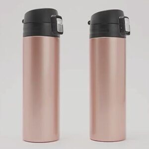 LocknLock Set of 2 Insulated Stainless Steel Tumblers ~ Rose Gold